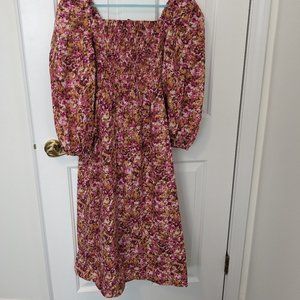 J. Crew Floral Midi Dress - Pink and Brown